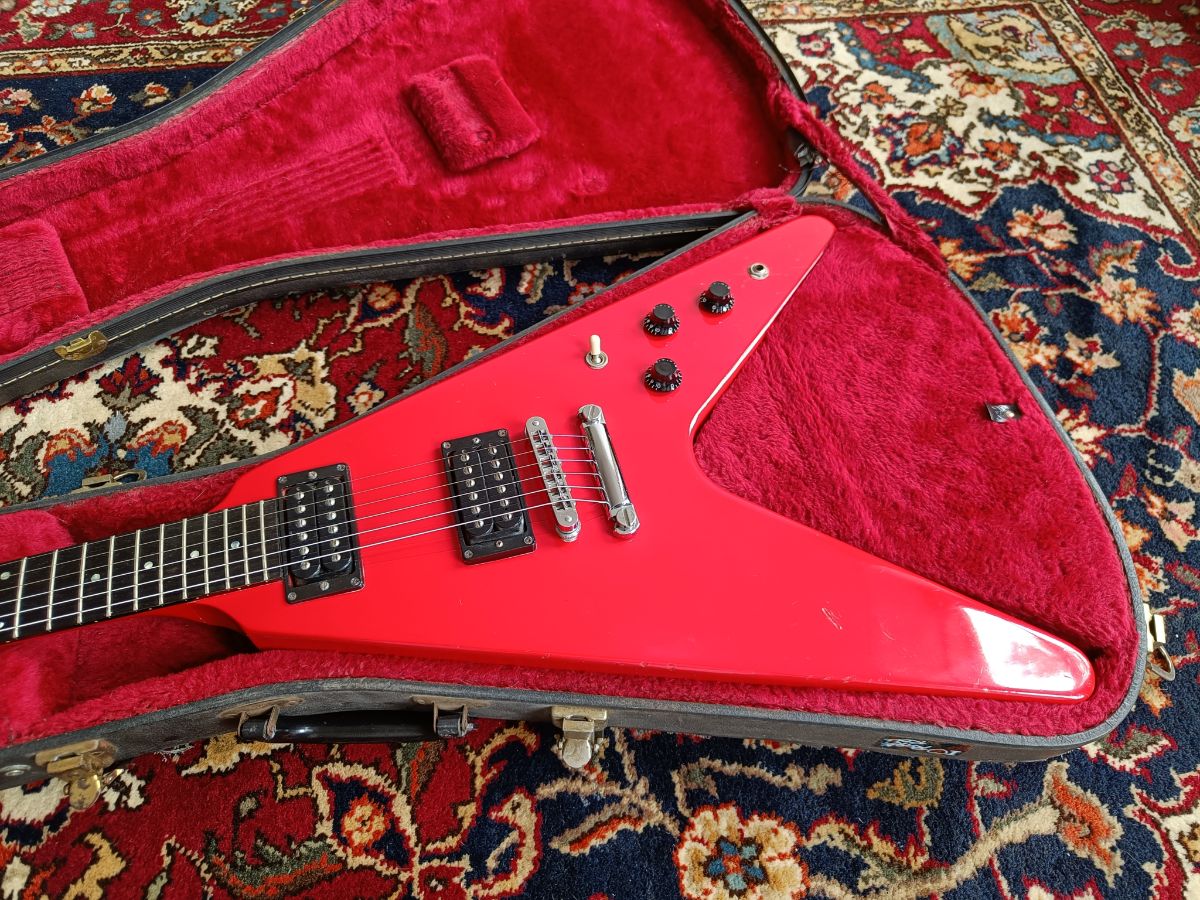 Gibson Flying V I with Stop Bar Tailpiece and Offset Knobs 1987 Red