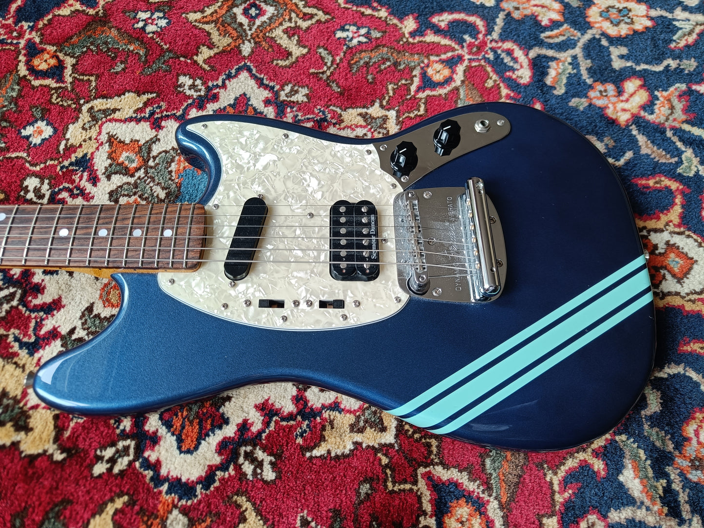 Fender Kurt Cobain Mustang 2012 Dark Lake Placid Blue with Stripe